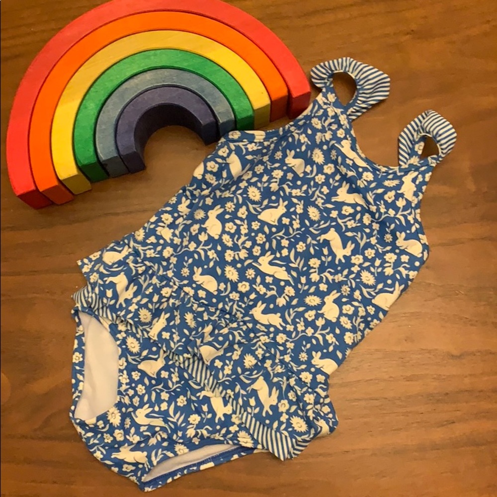 EUC mini boden bunny blue swimsuit 24m